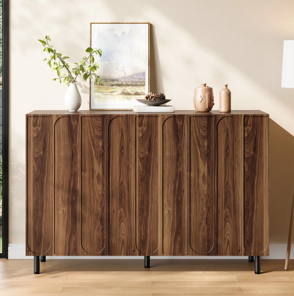 Credenza e scarpiera color noce a 3 ante con ripiani regolabili