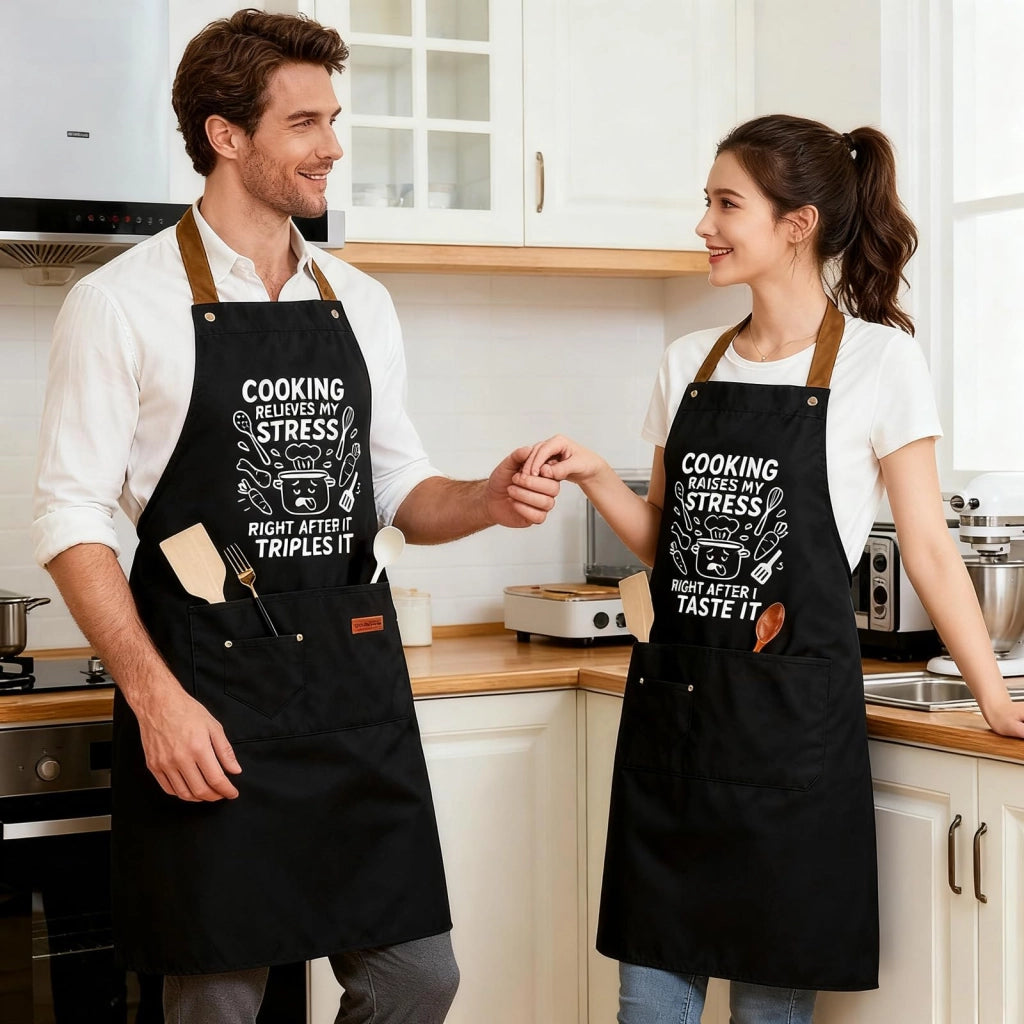 Grembiuli da cucina neri con scritta, dimensioni 65x75 cm, idrorepellenti, unisex