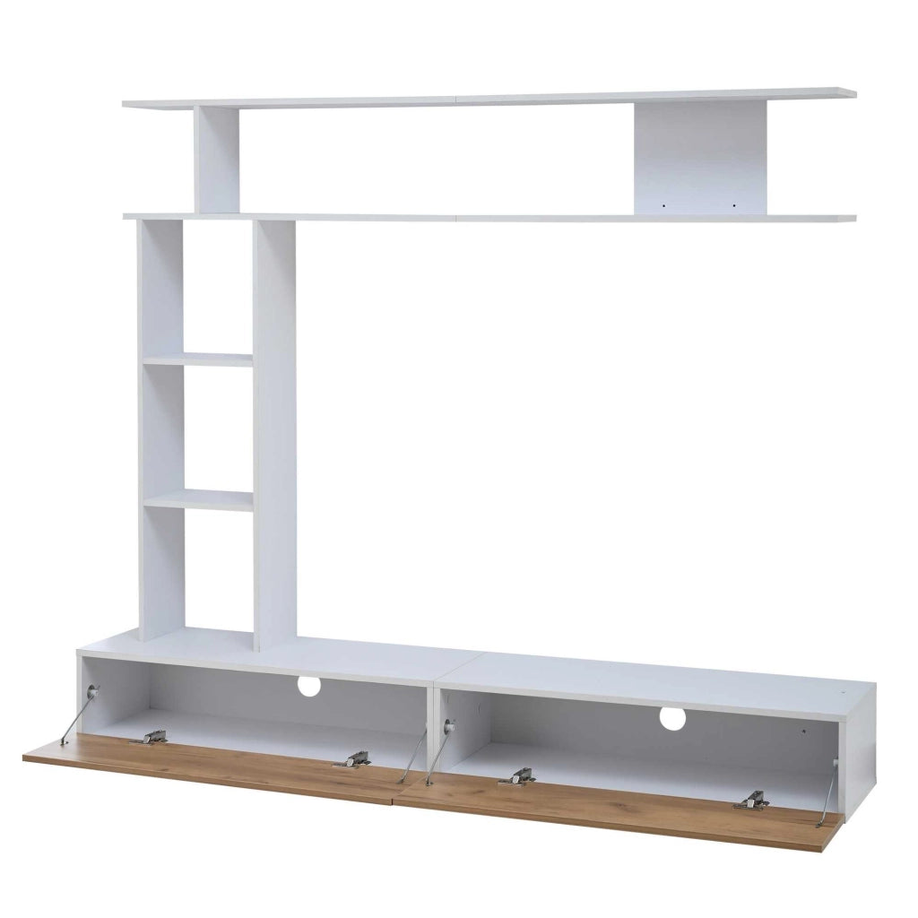 Letto contenitore 180x35 cm con LED; Particle Board; white+oak – SuerZaro