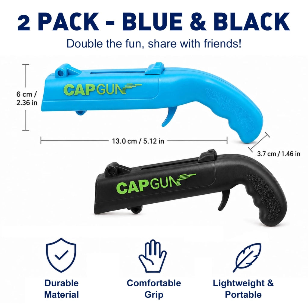 Apertiscatole a forma di pistola, 2 pezzi, divertenti, rossi e blu, in plastica