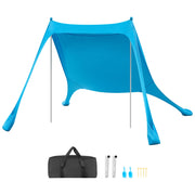 Tenda Parasole da Spiaggia Portatile TM002 2,3 x 2,3 x 2 m Protezione UPF50+ con Pali di Supporto per Campeggio e Giardino Blu