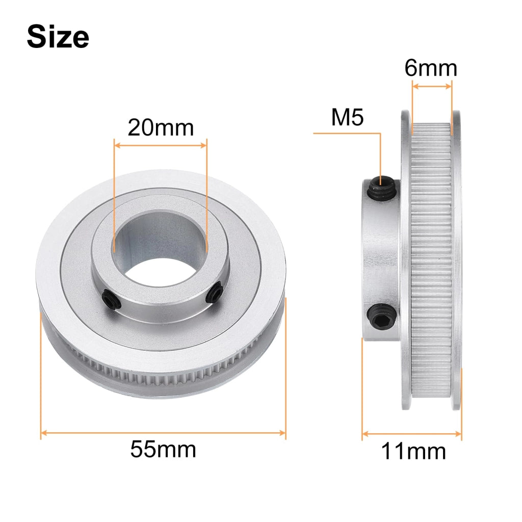 Puleggia GT-2, 80 denti, foro da 20 mm, per cinghie da 6 mm