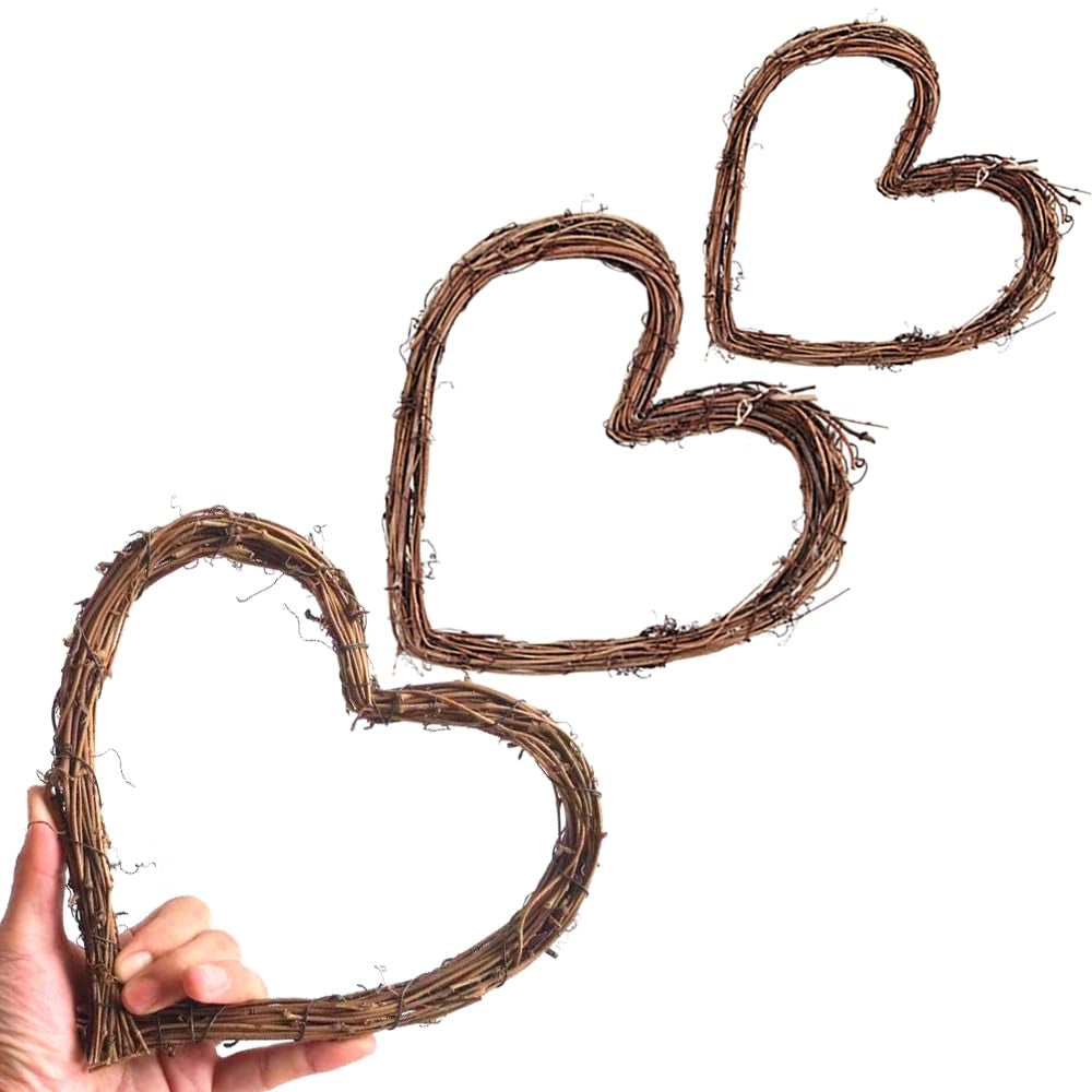 Corone di rattan, set da 3, dimensioni 10/15/20 cm, decorazione rustica per porte