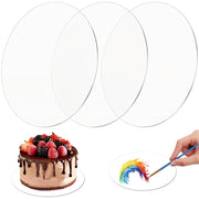 3 piatti per torte in acrilico, diametro 18 cm, trasparenti e riutilizzabili