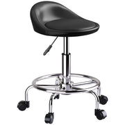 Sgabello con Ruote e Schienale Girevole 360° Regolabile in Altezza 59-75 cm in Ecopelle per Studio Ufficio Casa Nero