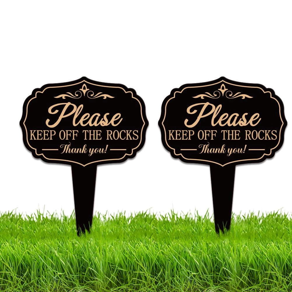 Set di 2 cartelli in alluminio "Non calpestare le rocce", dimensioni 25x35 cm, resistenti alle intemperie