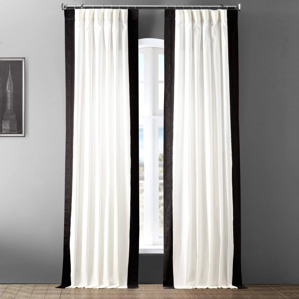 Tenda in cotone, 50x84 cm, colore bianco/nero tenue e caldo, 1 pannello