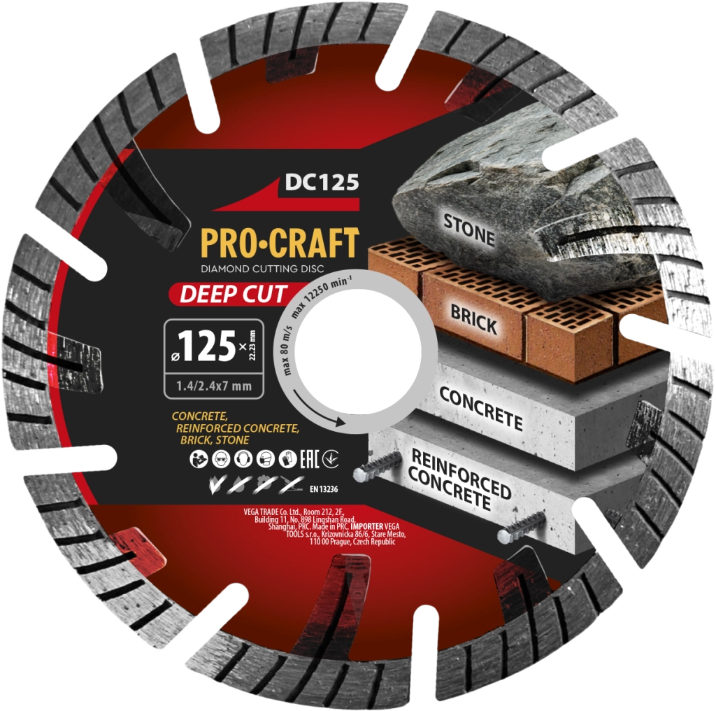 Disco diamantato Deep Cut Procraft DC125, Ø 125 mm, 12250 giri/min