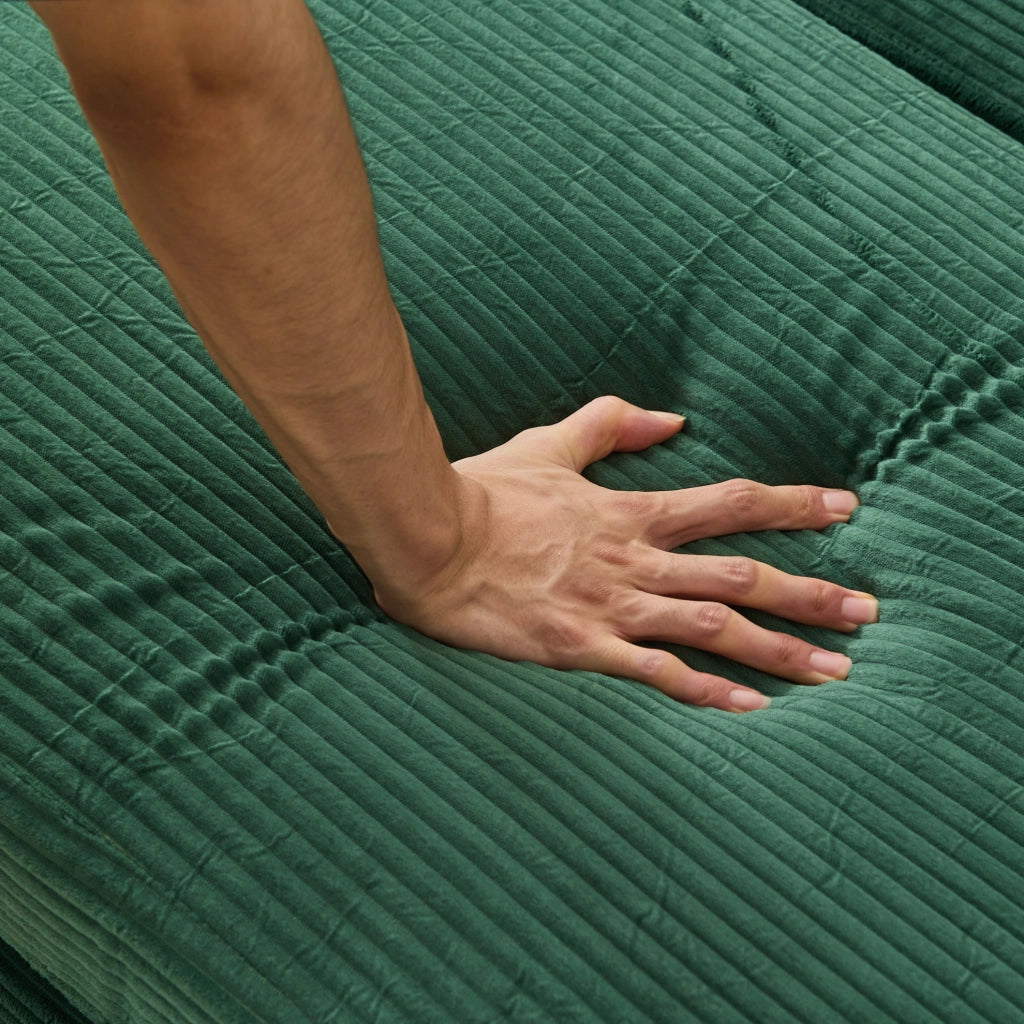 Chaise longue contenitore in velluto a coste verde smeraldo