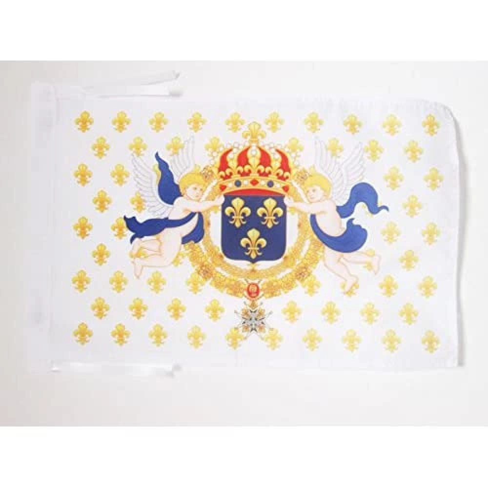 Bandiera del re di Francia, con giglio stilizzato (fleur-de-lis), dimensioni 45x30 cm