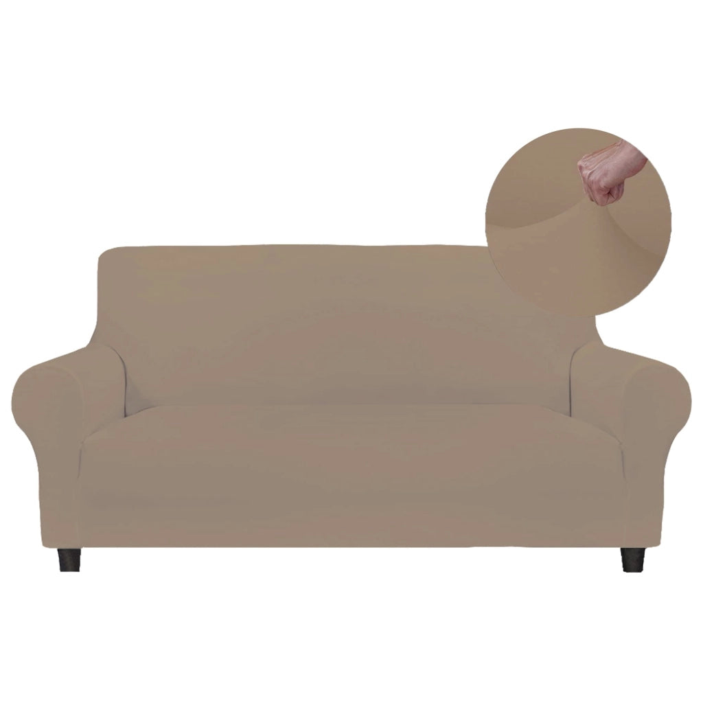 Copertura elastica per divano, 4 posti, resistente alle macchie, color crema