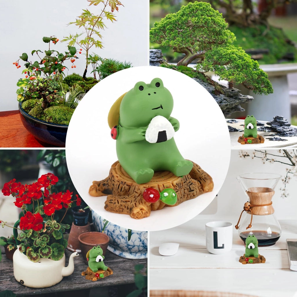 2 piccole statuette a forma di rana, in resina, divertenti, adatte per il giardino e la scrivania