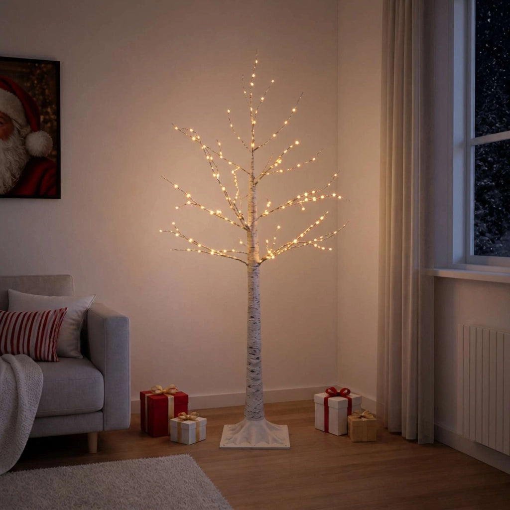 Albero di Natale in betulla Bianco 22 x 22 x 120 cm Plastica 42055352