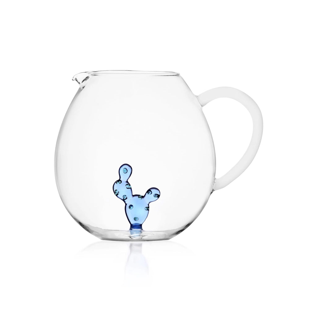 Bicchiere a forma di cactus, in vetro borosilicato, colore blu, capacità 290 cl