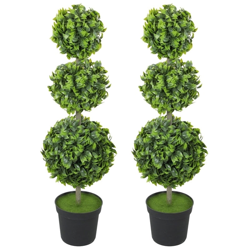PIANTE artificiali a sfera 100 cm in plastica verde, set da 2 pezzi