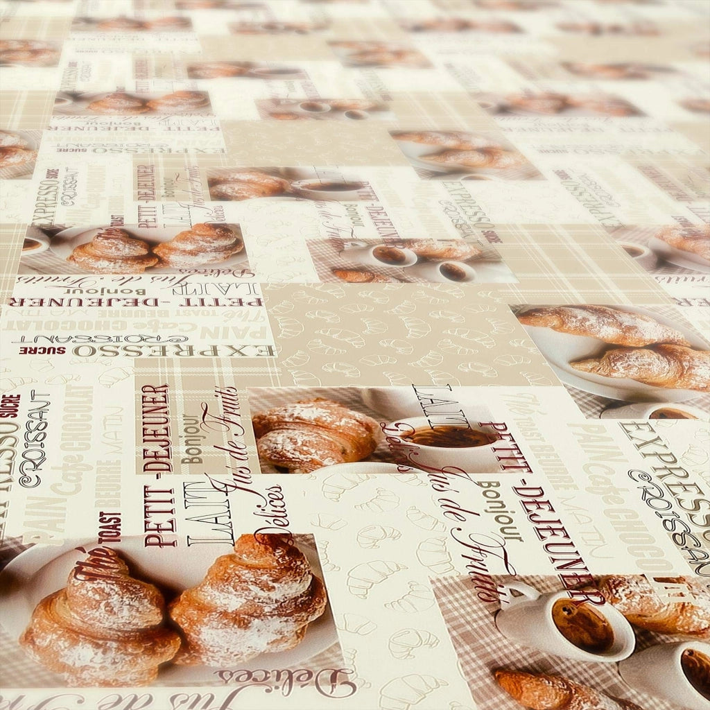 Tovaglia ovale in PVC, 140x200 cm, motivo caffè, lavabile