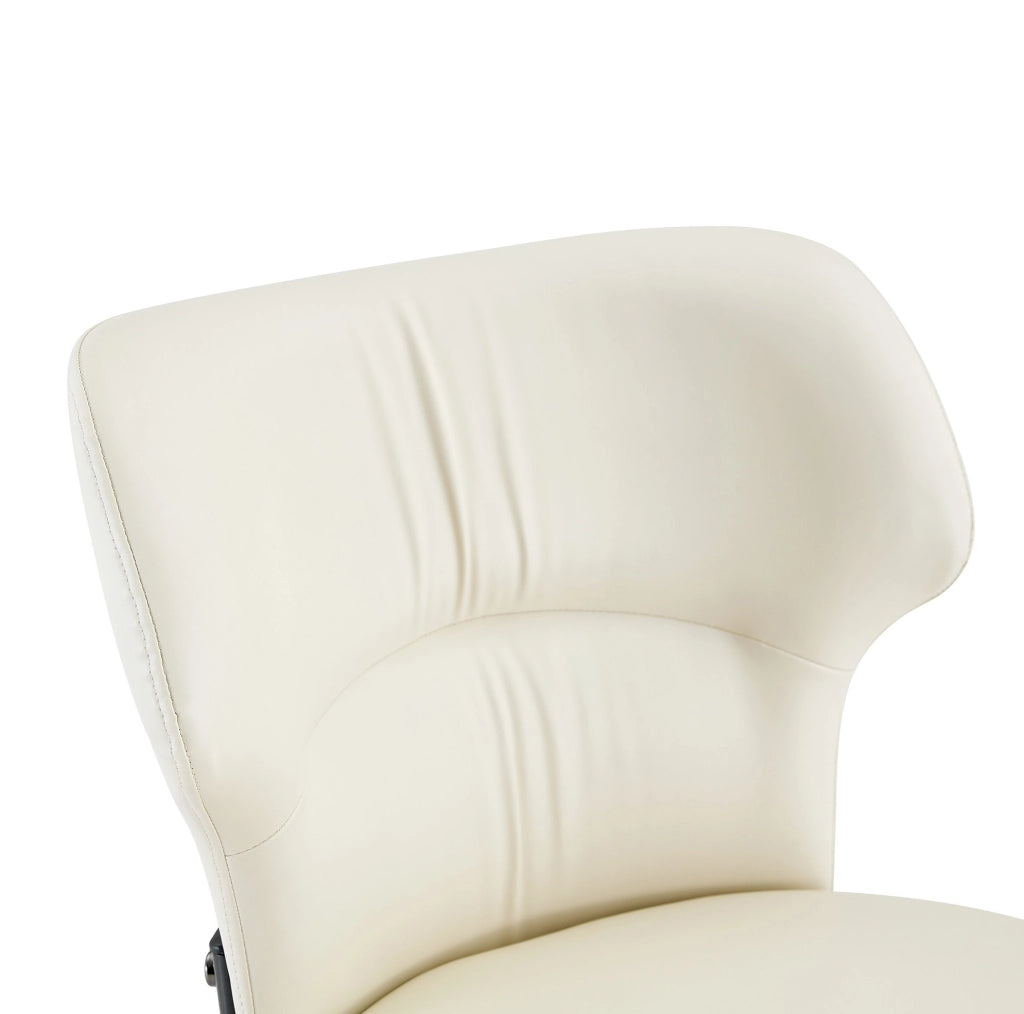 Set di 2 sedie da pranzo beige imbottite con rivestimento in PU e gambe in metallo