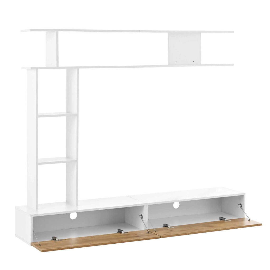 Letto contenitore 180x35 cm con LED; Particle Board; white+oak – SuerZaro