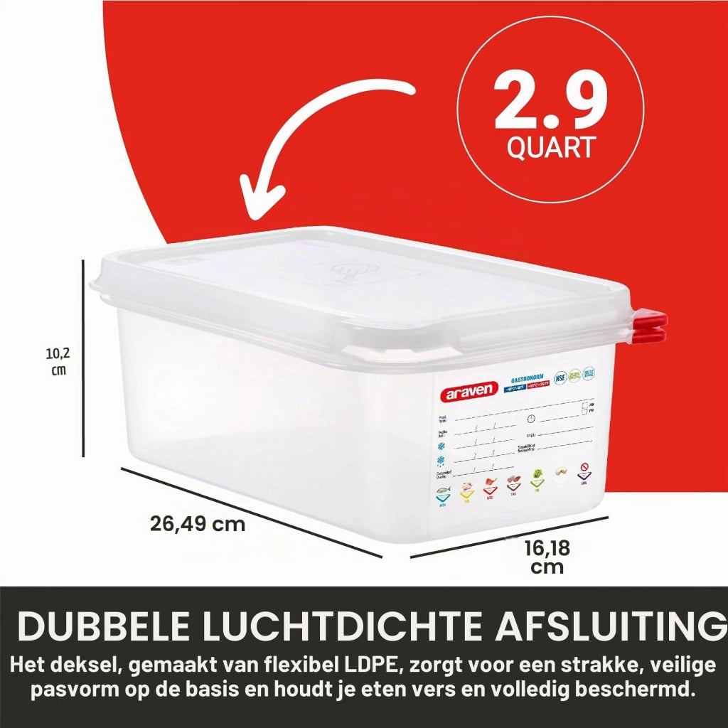 Contenitore ermetico da 2,8 litri, rettangolare, in plastica PP, colore giallo