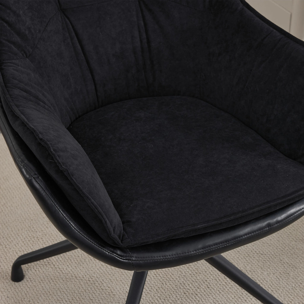 Poltrona girevole 360° con ritorno automatico in similpelle nera