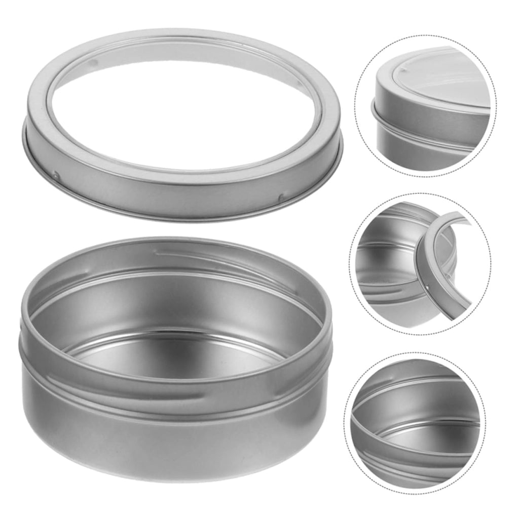 Contenitori magnetici, set da 2, argento, rotondi, 9x9x3,5 cm