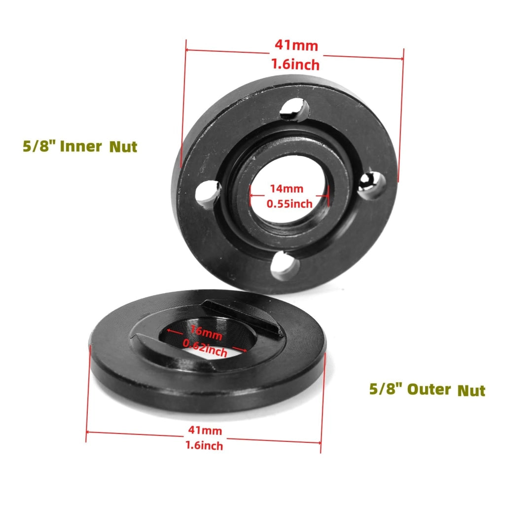 Set di accessori per smerigliatrice angolare: dado di serraggio rapido M14 + 2 flange + chiave