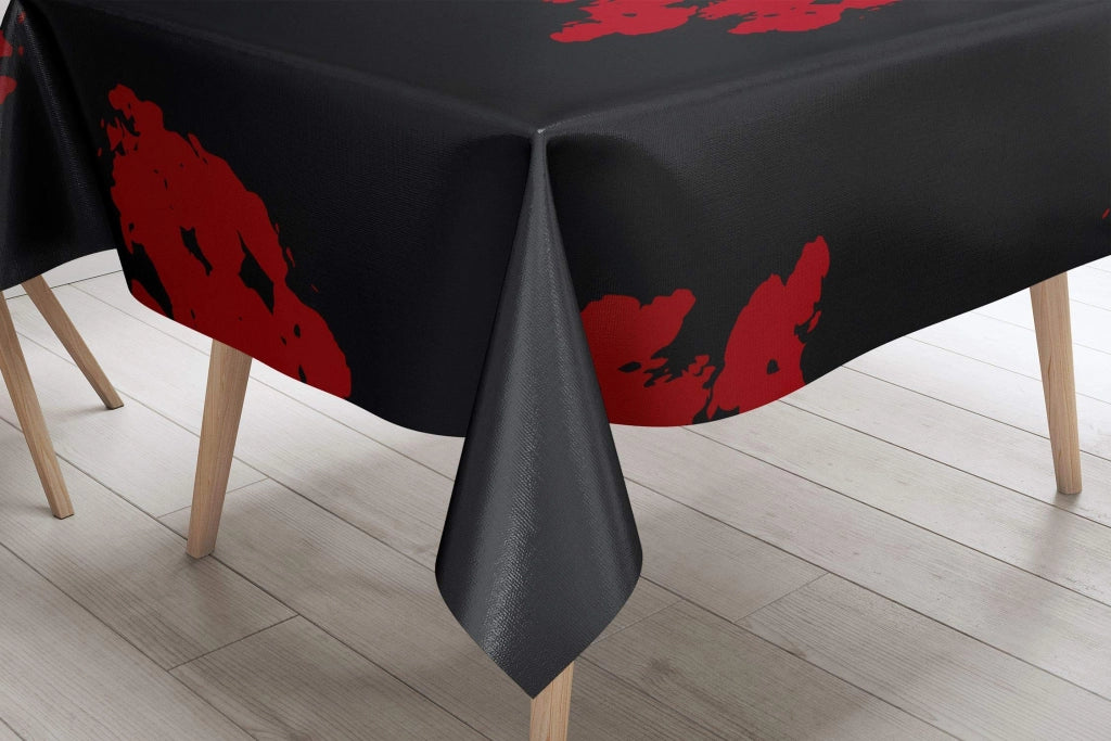 Tovaglia 140x140 cm, in poliestere, idrorepellente, colore rosso/nero