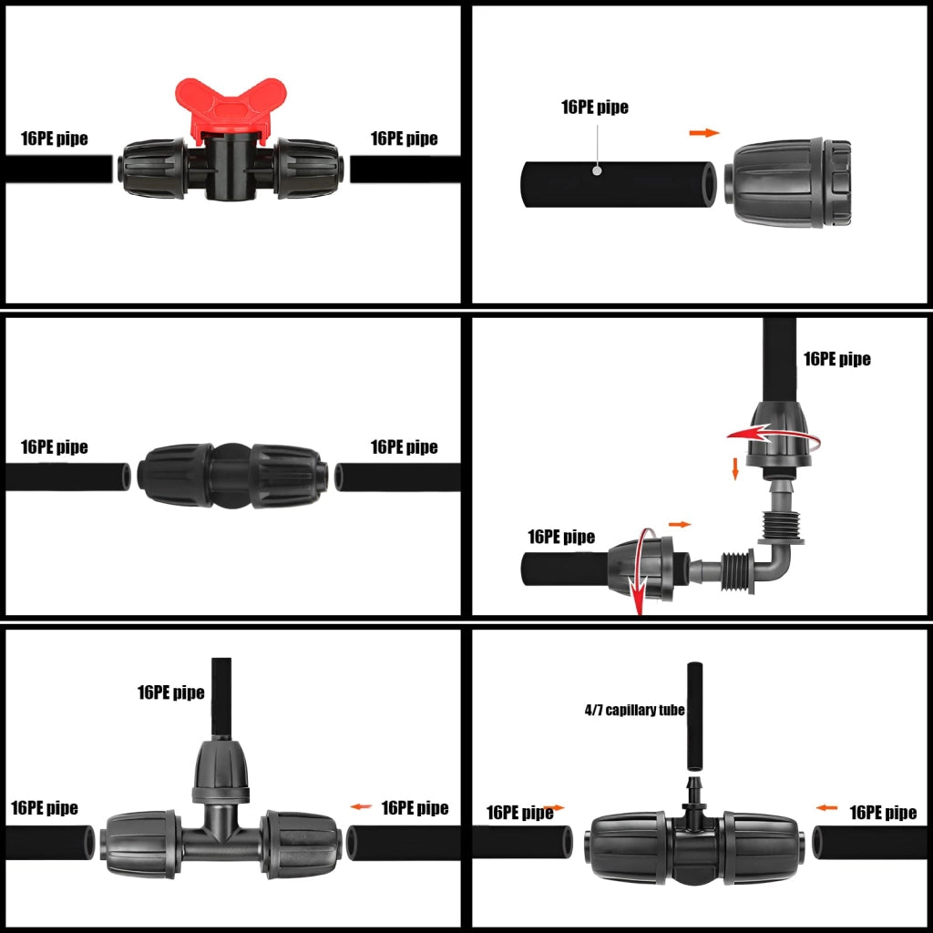 Kit di accessori per l'irrigazione, composto da 22 pezzi, compatibile con tubi da 1/2 a 1/4 di pollice