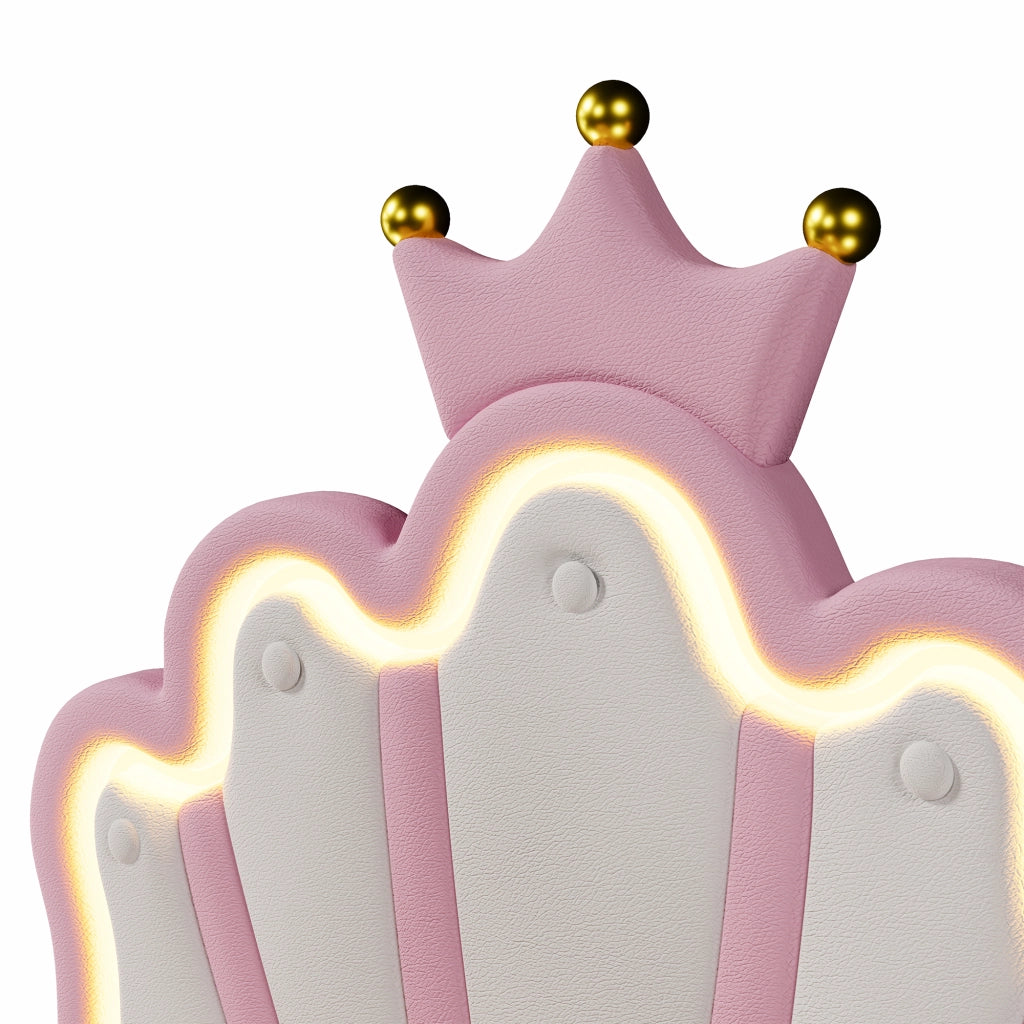 Letto per bambini 90 x 200 cm rosa a forma di corona