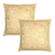 Coperte per cuscini, 40x40 cm, set da 2, color beige, cotone, ricamate