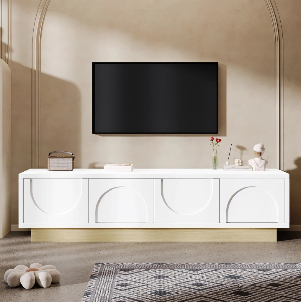 Mobile TV 175 x 40 x 41,5 cm bianco e legno MDF, design curvo, ampio spazio
