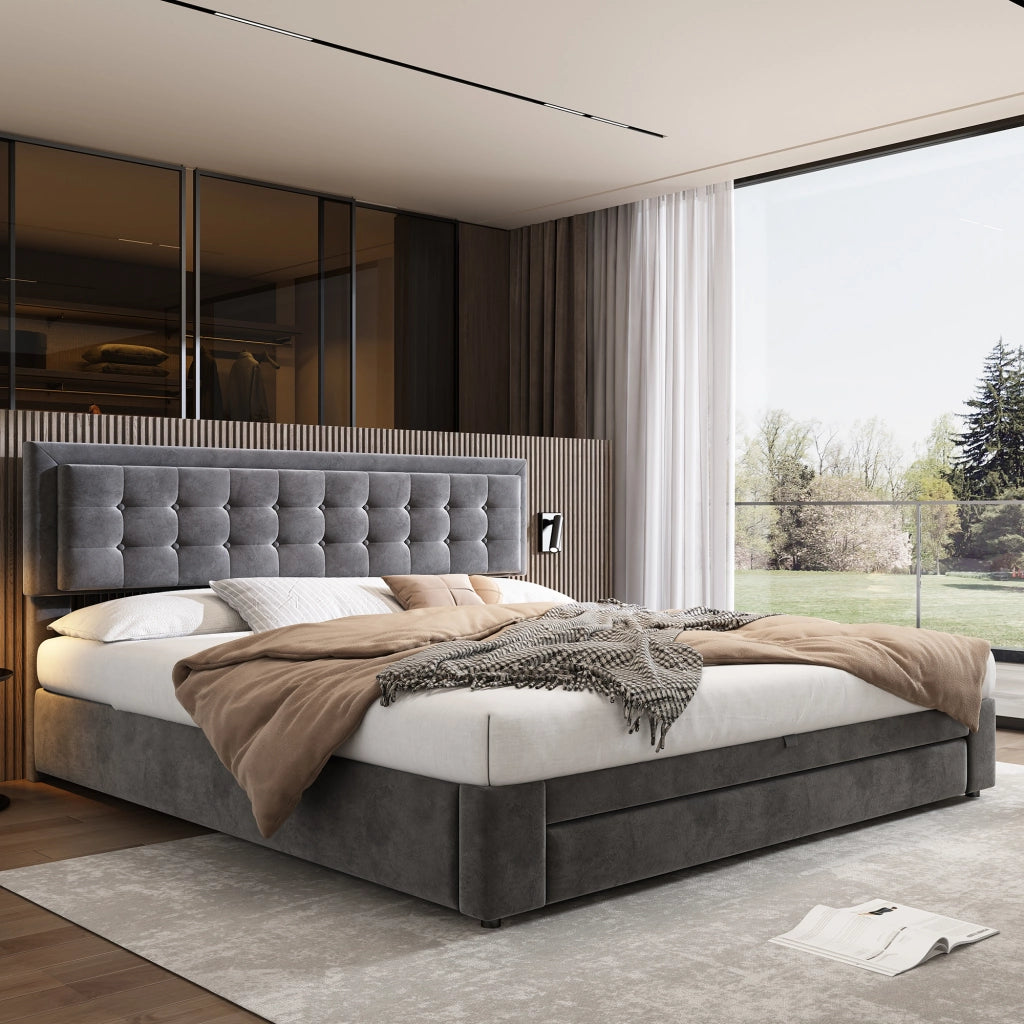 Letto matrimoniale 160x200 con contenitore e cassetti