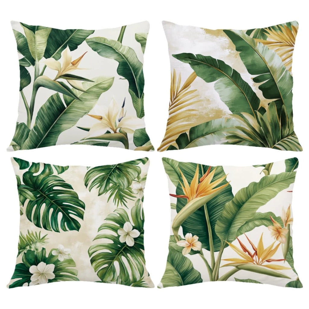 Coperte per cuscini con motivo a foglie, 45x45 cm, confezione da 4, in poliestere