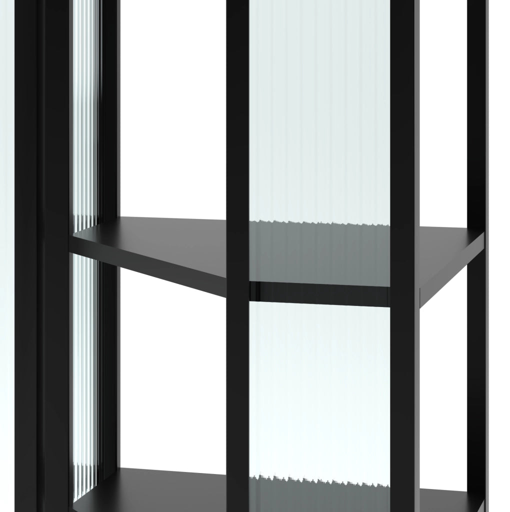 Pensile da parete nero in metallo e vetro temperato, 56 × 40 × 105 cm