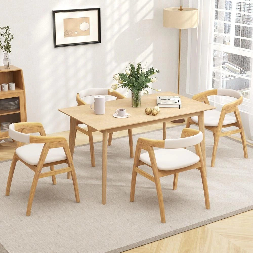 Sedia da pranzo in bambù naturale con schienale curvo e cuscino, ergonomica, resistente, facile da montare, per casa e studio