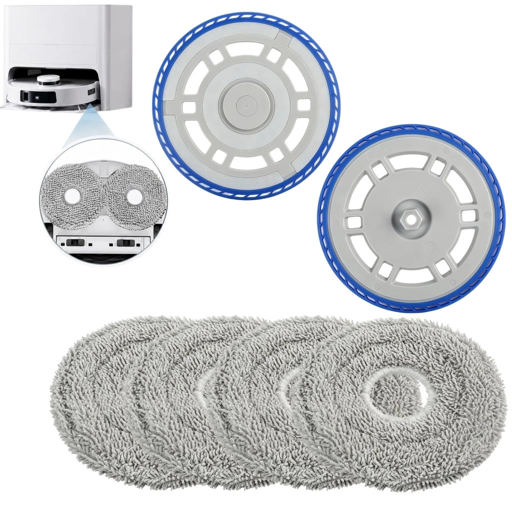 4 panni in microfibra con 2 supporti di ricambio, compatibili con Ecovacs Deebot T30 Pro Omni, T30s, T30s Pro, N30 Pro, N30 Omni, N30 Pro Omni, Yeedi M12 Pro+