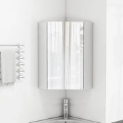Mobiletto Specchio Angolare da Parete Bianco con Tre Specchi e Mensole Integrate, Pronto per il Montaggio