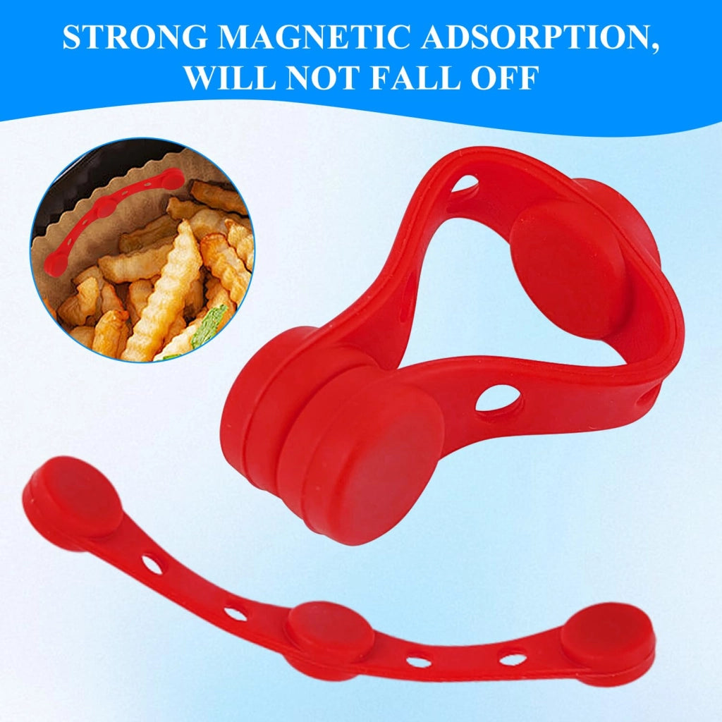 Set di 3 clip magnetiche in silicone per friggitrici ad aria, colore grigio, rosso e nero