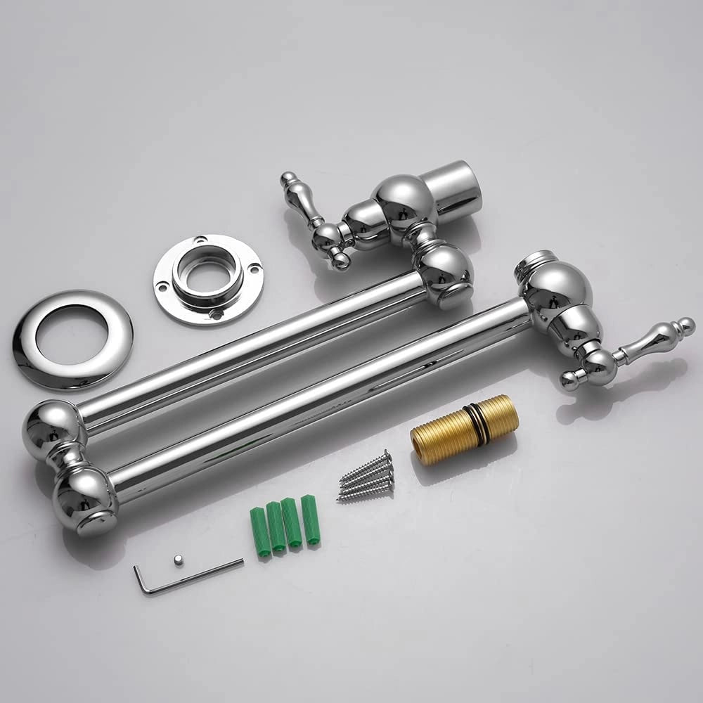 Rubinetto di riempimento per pentole da parete con doppia maniglia, ottone cromato, 1/2" IPS, beccuccio orientabile da 22,7 pollici
