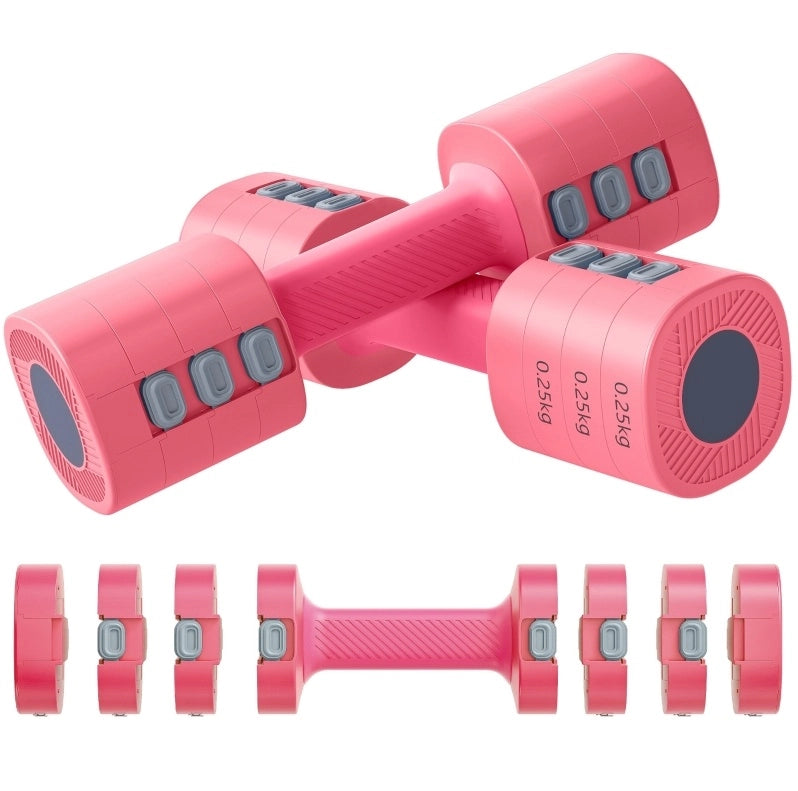 Set d'haltères réglables 26,6 x 11 x 7,5 cm, rose ABS, forme carrée