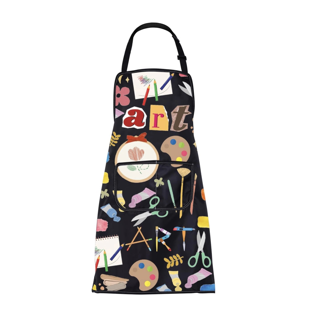Grembiule da lavoro per artisti, con tasche, impermeabile, 72x68 cm, colore nero