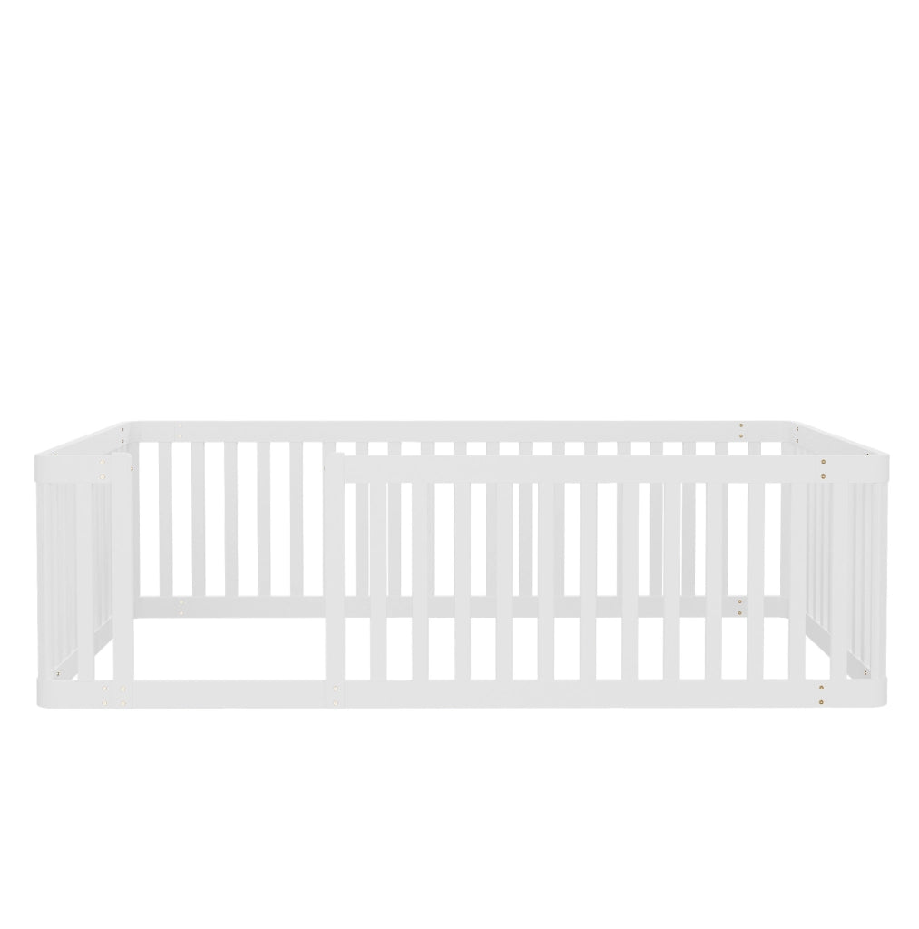 Letto in legno massello con sponda 90x200 cm bianco per bambini