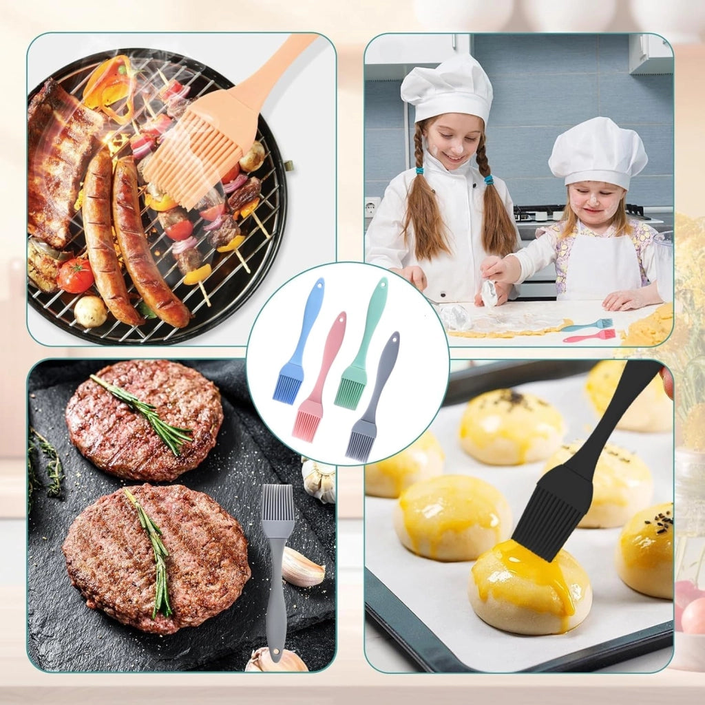 Set di 4 pennelli in silicone per pasticceria, 20 cm, design moderno