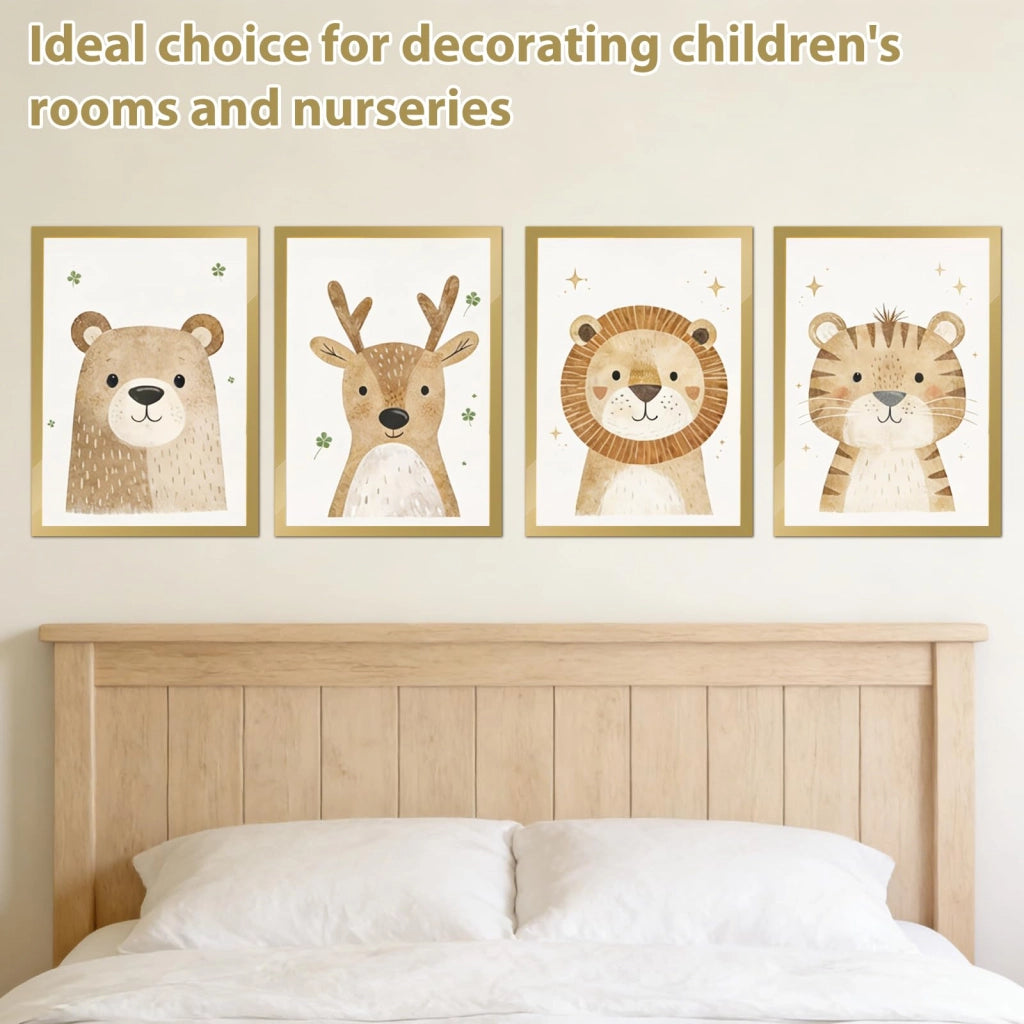 Set di 4 poster per la cameretta dei bambini, formato A4, color oro
