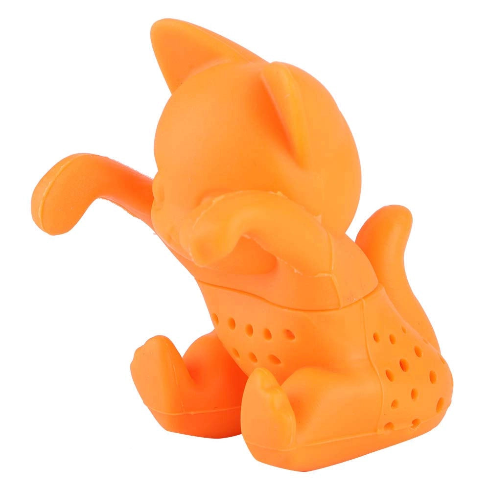 Filtro per acqua in silicone, a forma di gatto, color arancione, dimensioni 5x5x8 cm
