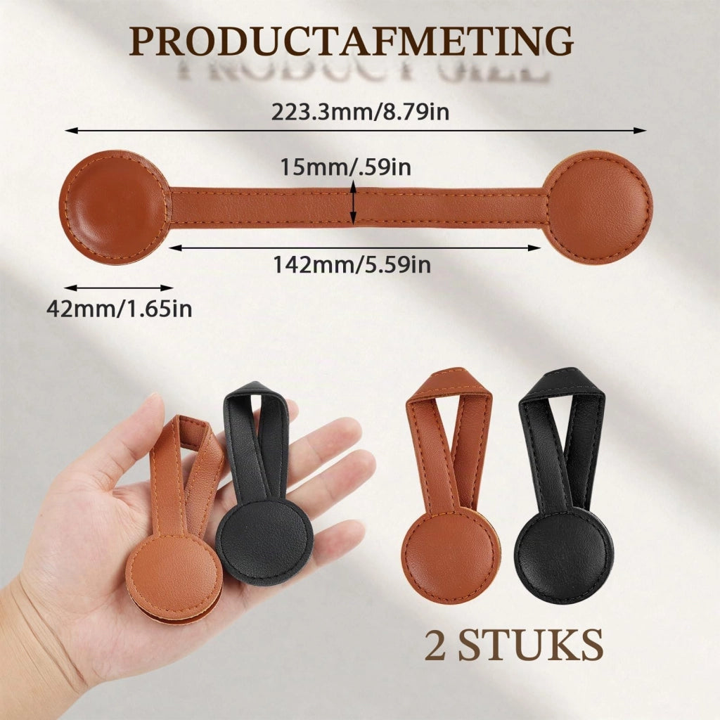 Clip magnetici per cappelli in pelle, set da 2, color marrone/nero