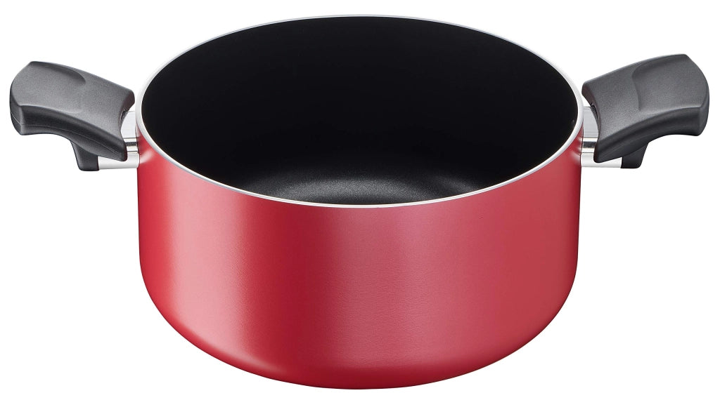 Padella antiaderente, diametro 24 cm, in alluminio, adatta per induzione, colore rosso
