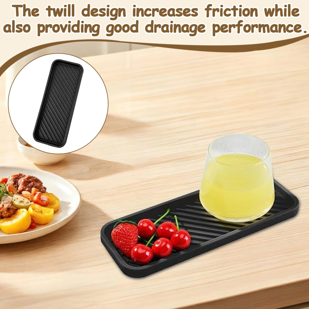 Sottopiatto in silicone per lavello, set da 2, 23x9 cm, colore nero