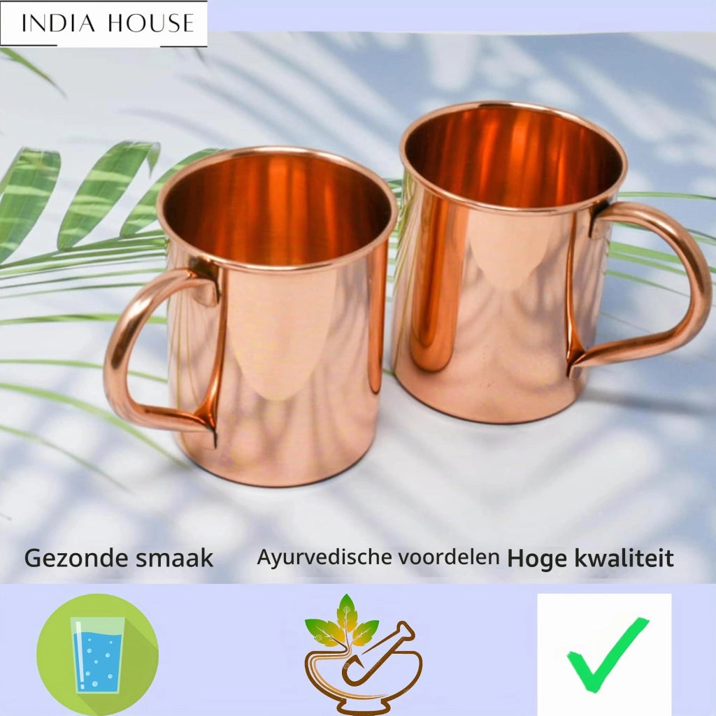 Set per Moscow Mule, composto da 2 pezzi, 100% rame, capacità 450 ml, superficie liscia