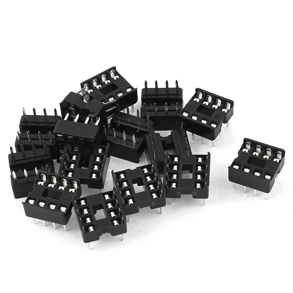15 zoccoli per circuiti integrati DIP a 8 pin, con connessioni per saldatura, passo di 2,54 mm